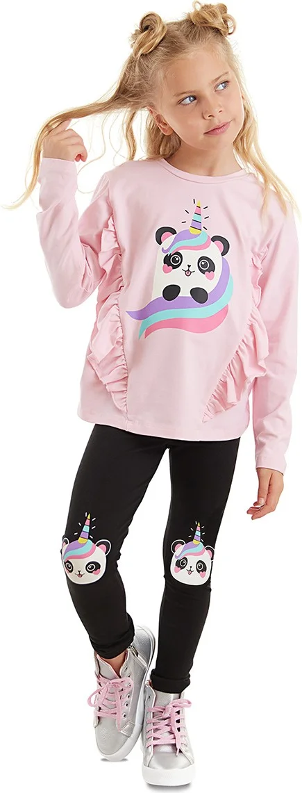 Denokids Panda Unicorn Girl T-Shirt Tights Set