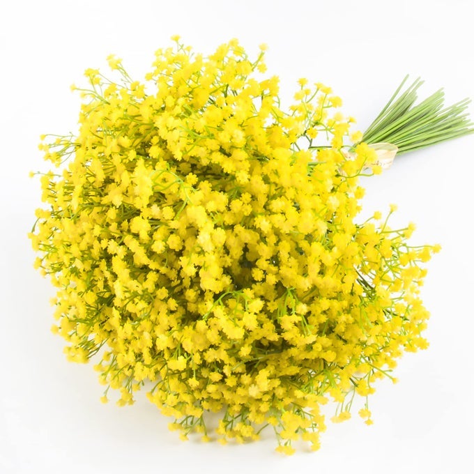 15 PCS Babys Breath Artificial Flowers Fake Babys Breath Flowers Artificial Bulk Yellow Gypsophila Bouquets Real Touch Faux Flowers for Wedding Floral Arrangement Party Home Decoration