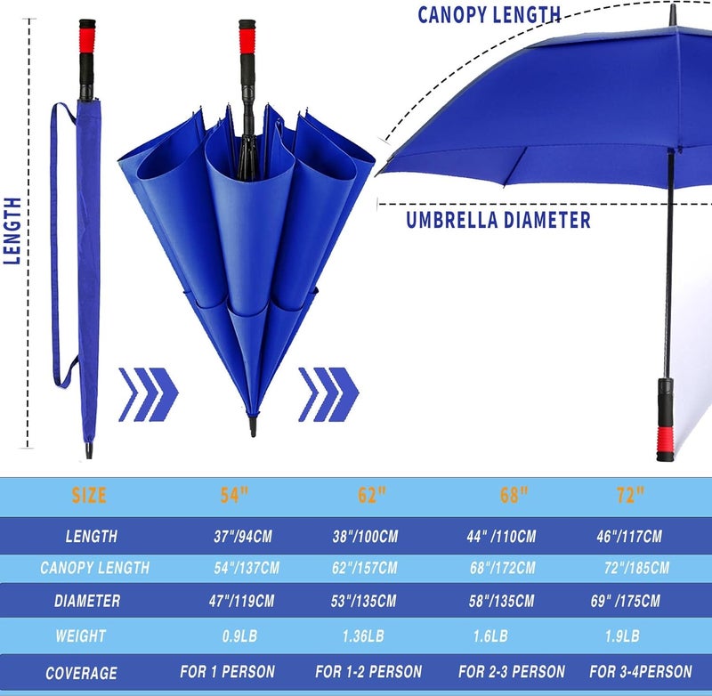 SIEPASA Golf Umbrella Large 62/68/72 Inch Automatic Open Golf Umbrella Extra Large Oversize Double Canopy Vented Umbrella Windproof Waterproof for Men and Women. - Image 4