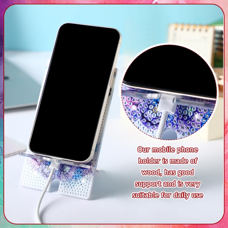 Saillong 4 Pcs Diamond Painting Cell Phone Stand DIY Full Drill Crystal Diamond Art Phone Holder Bling Painting Art Craft Kits for Beginner Adult(Flora) - Image 3