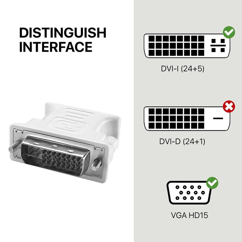 Tobo DVI to VGA Adapter, DVI-I 24+5 to VGA Male to Female Converter Connector for Computer, Laptop,PC Host,Display Screen, Monitor and Projector NOT-Bi-Directional(DVI-to-VGA-Adapter) - TD-250TC - Image 4