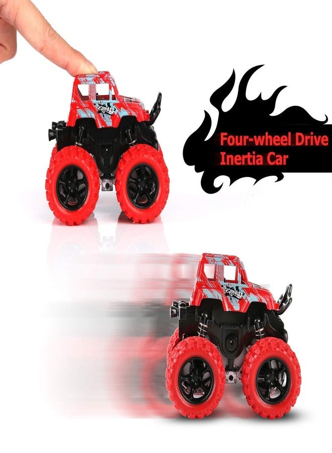 DARVICE Monster Truck Toy Set of 4 Cars 4x4 Big Rubber Wheel Friction Powered 360 Degree Stunt Truck Spring Shock Absorber Suspension Toys for 2 Years Kids - Image 4