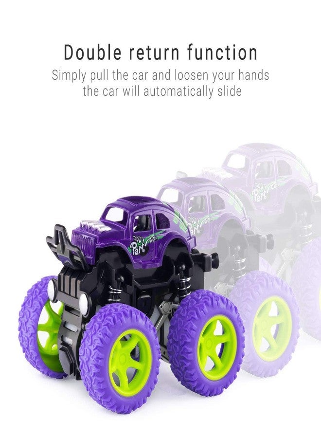 DARVICE Monster Truck Toy Set of 4 Cars 4x4 Big Rubber Wheel Friction Powered 360 Degree Stunt Truck Spring Shock Absorber Suspension Toys for 2 Years Kids - Image 5