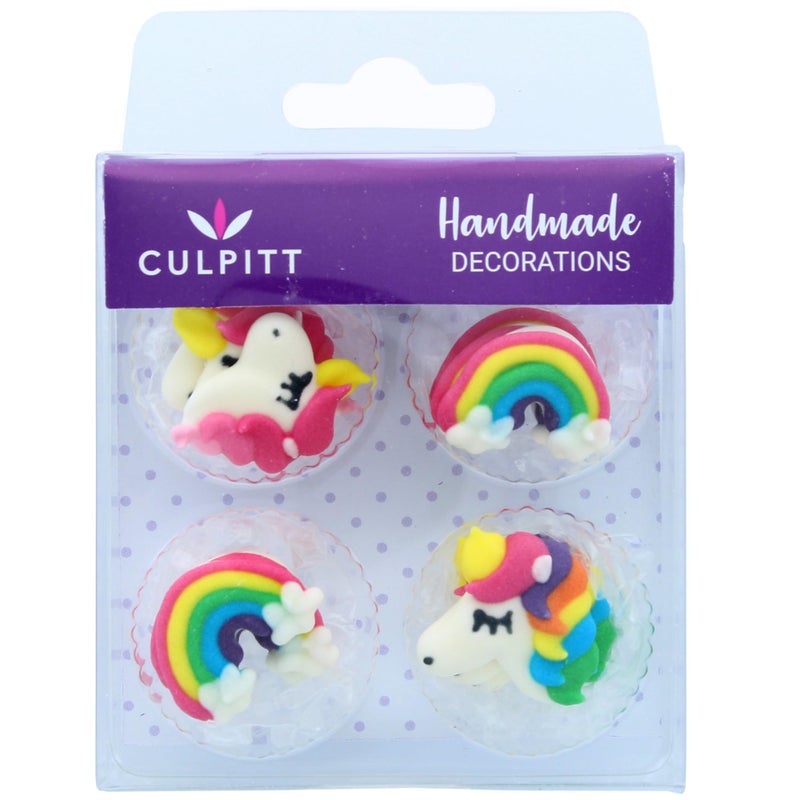 Culpitt Rainbows Unicorns Sugar Pipings Edible Cake Decorations Unicorn Cupcake Decorations Pack of 12 - Image 2