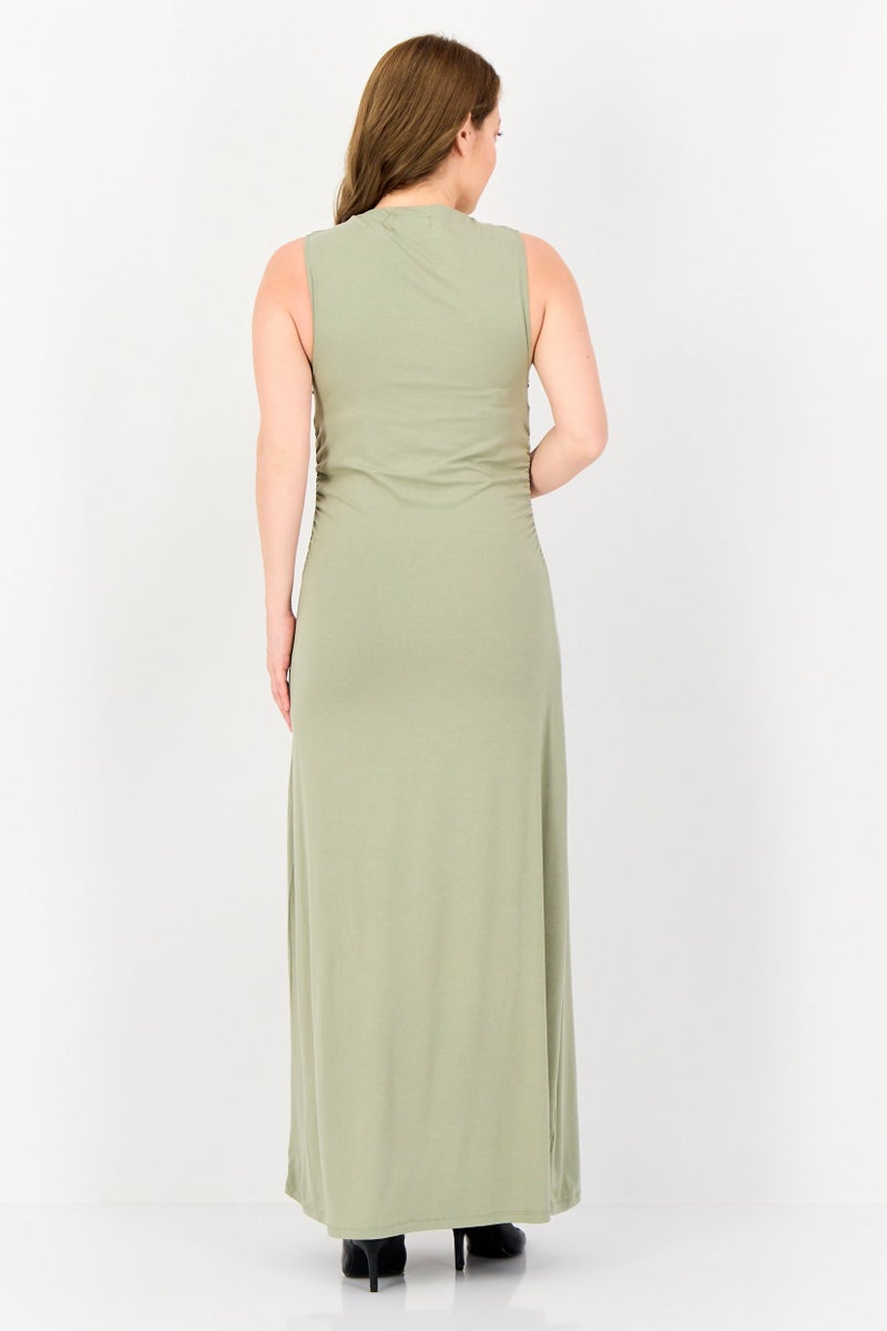Kathy Ireland Women Solid Maxi Dress, Olive  - Image 4