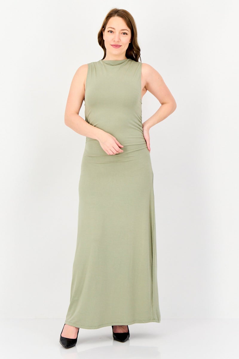Kathy Ireland Women Solid Maxi Dress, Olive  - Image 1
