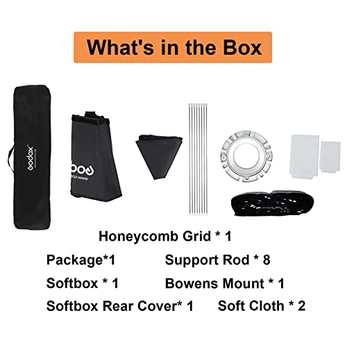 Godox Octagon Softbox 37 95cm Bowens Mount and Honeycomb Grid Softbox for Monolight Photo Studio Strobe Lighting - Image 3