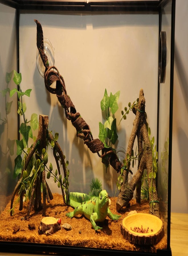 AQUA KT Reptile Corner Climbing Branch with Plant Snake Climb Tree for Bearded Dragon Lizard Hermit Crab Crested Gecko Leopard Chameleon Frog Terrarium Habitat - Image 4