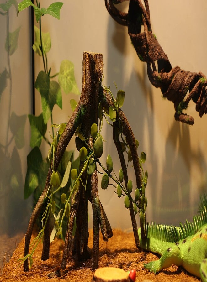 AQUA KT Reptile Corner Climbing Branch with Plant Snake Climb Tree for Bearded Dragon Lizard Hermit Crab Crested Gecko Leopard Chameleon Frog Terrarium Habitat - Image 2