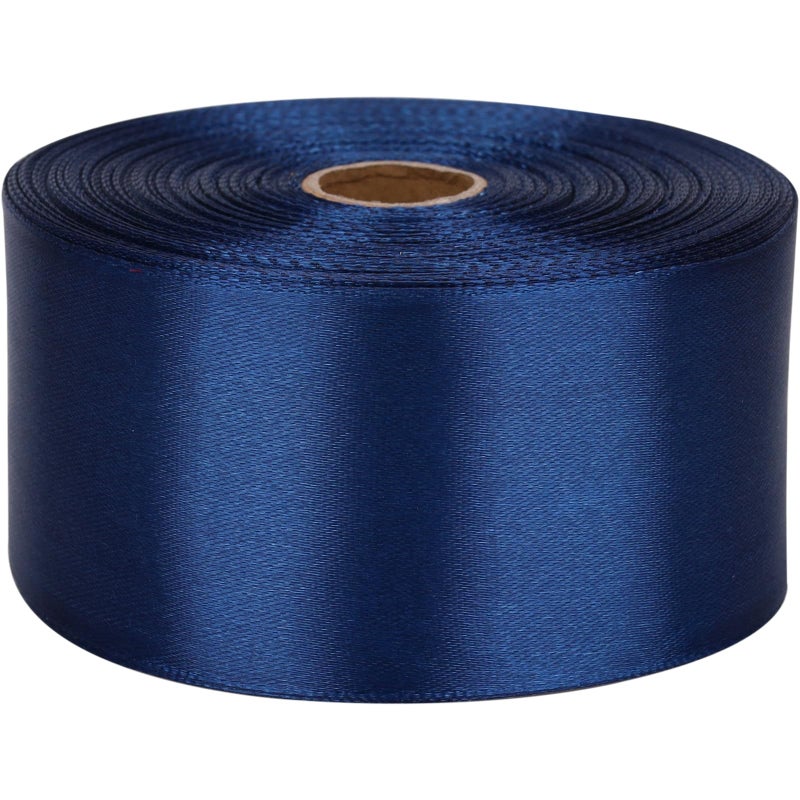 Nsilu 2 Inch Deep Blue Satin Ribbon 50 Yards Solid Fabric Ribbons Roll For Gift Wrapping  Satin Weddings Flower Bouquet  Invitations Sewing Party Decorations  Holiday Decorating And More - Image 1