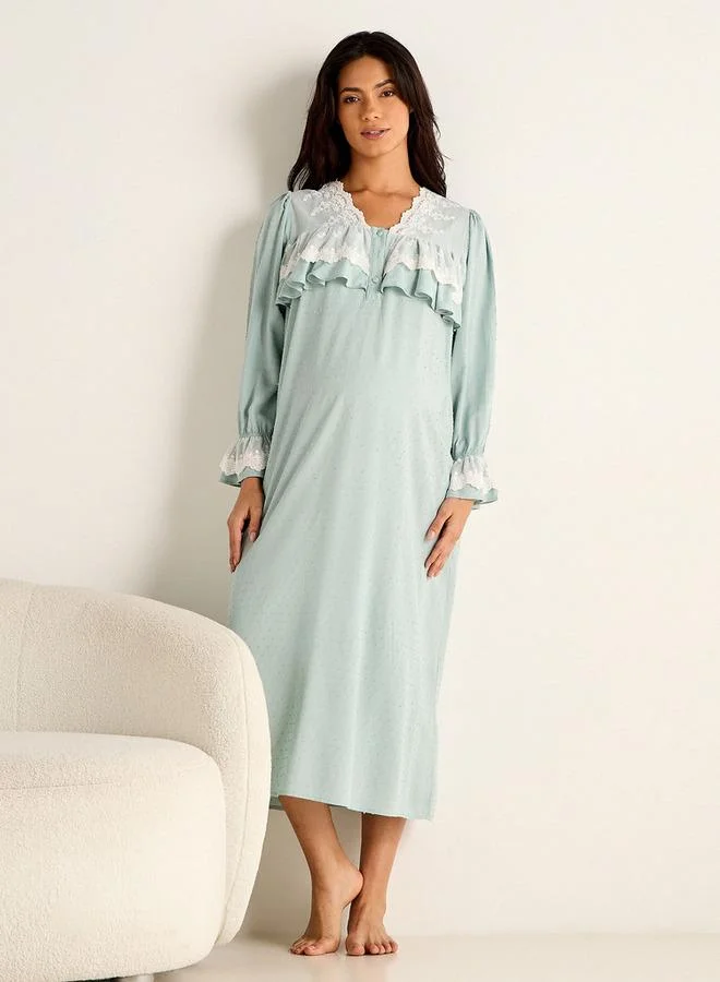Splash FAV Lace Trim Maternity Night Dress