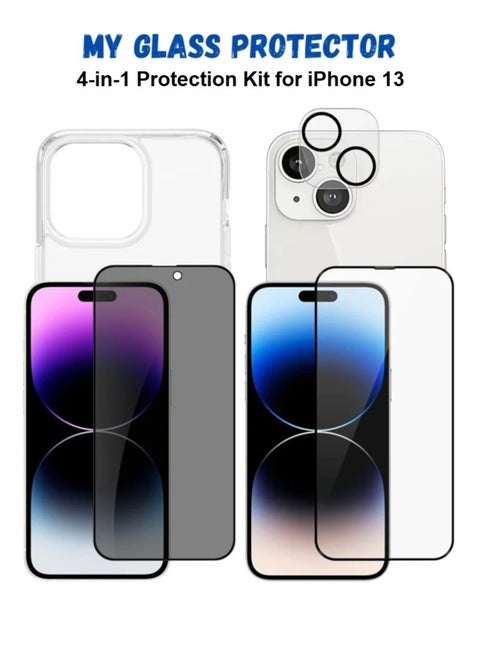 High Quality iPhone 13 Screen Protector, Camera Lens Protector and Case Cover 4 in 1 Package