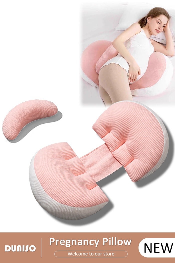 DUNISO Maternity Pillow Comfortable Pregnancy Pillows for Sleeping, Maternity/Pregnancy Body Pillow Support for Back, Legs, Belly of Pregnant Women, Detachable and Adjustable with Pillow Cover - Image 1