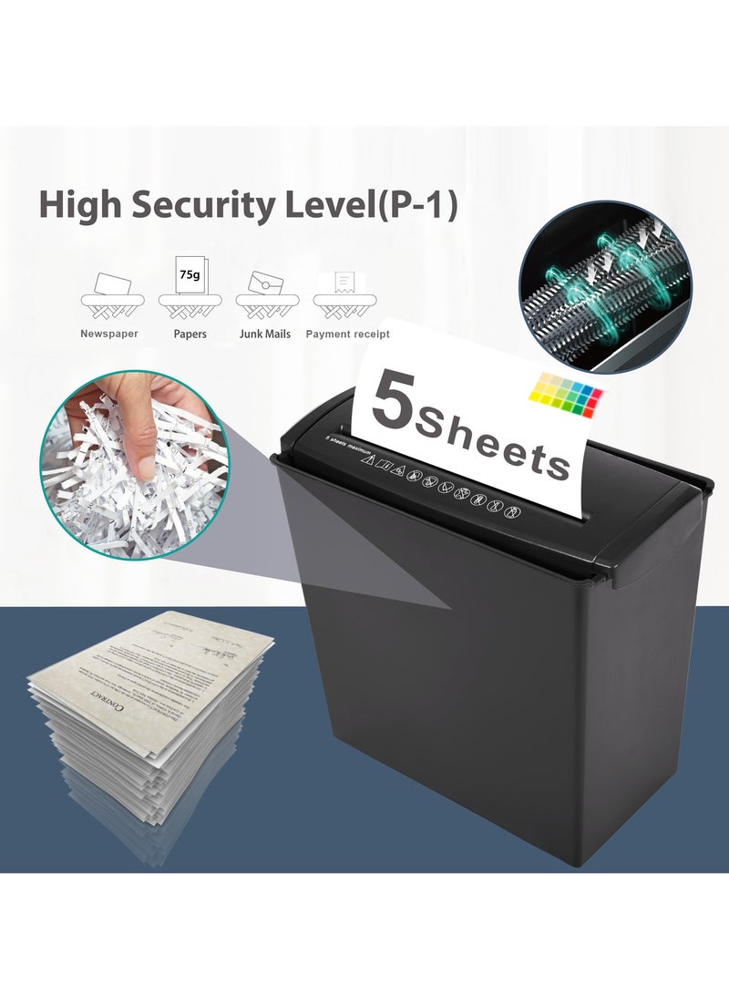 Woolsche - ‌Paper Shredder 5-Sheet Cross Cut, 2.64-Gallon (10L) Wastebasket, P-1 Security Level for Home & Office,  Quiet Operation, Credit Card/Staples/Paper Shredder - Image 1