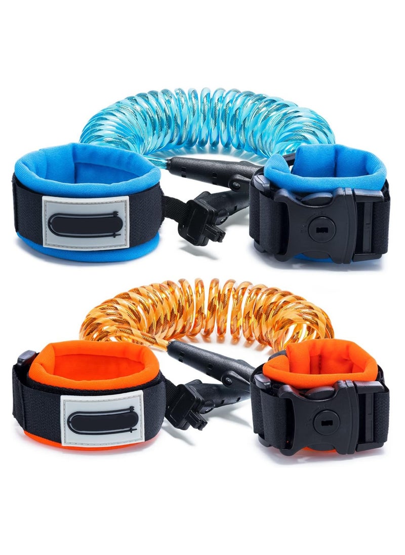 Gonice Anti Lost Wrist Link, 2 Pack Toddler Safety Leash with Key Lock, Reflective Child Walking Harness, 8.2ft Blue + 4.92ft Orange Kids Leash for Supermarket Mall Airport Amusement Park Zoo Travel  - Image 1