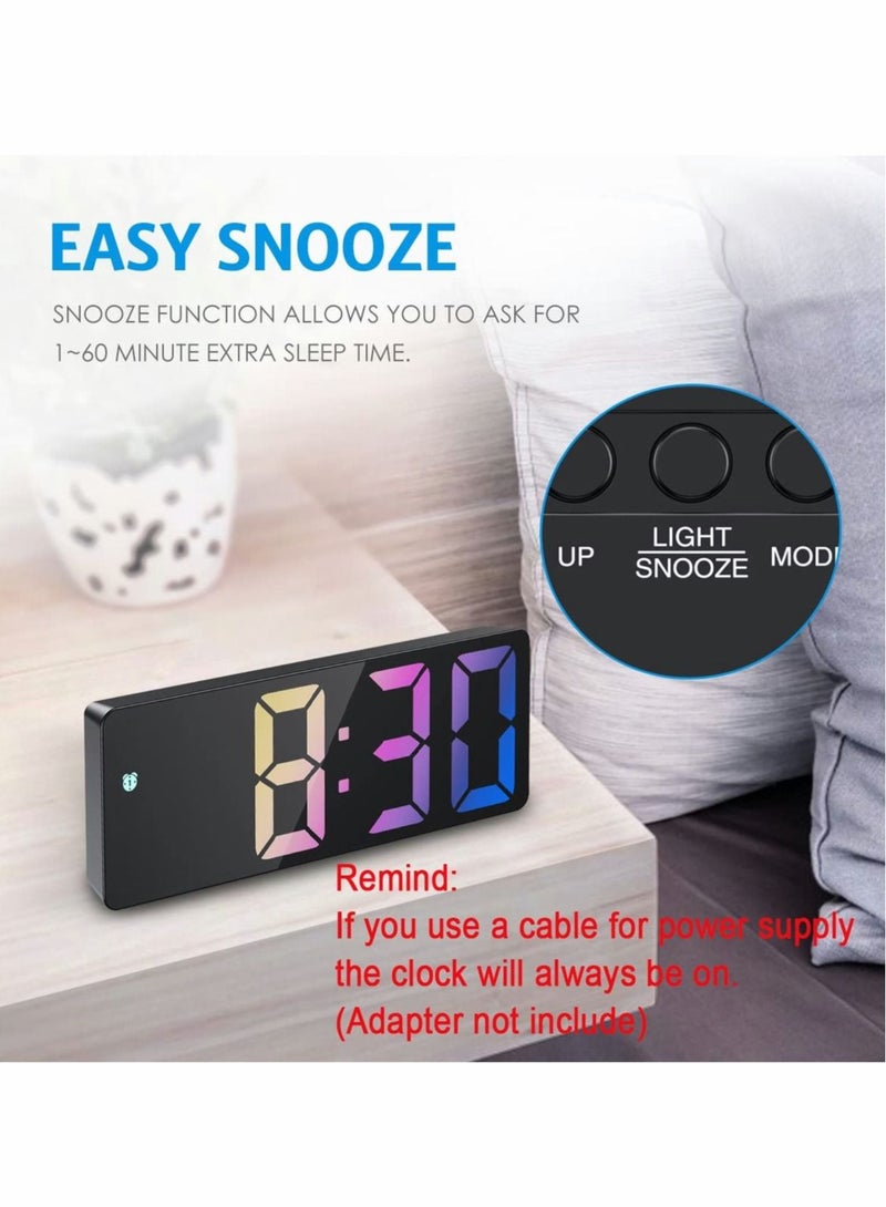 كابتن تيك Digital Alarm Clock, Rainbow LED Clock for Bedroom, Modern Desk Clock with Temperature Display, Adjustable Brightness, Voice Control, 12/24H Display Small Clock for Home, Bedroom, Office - Image 4