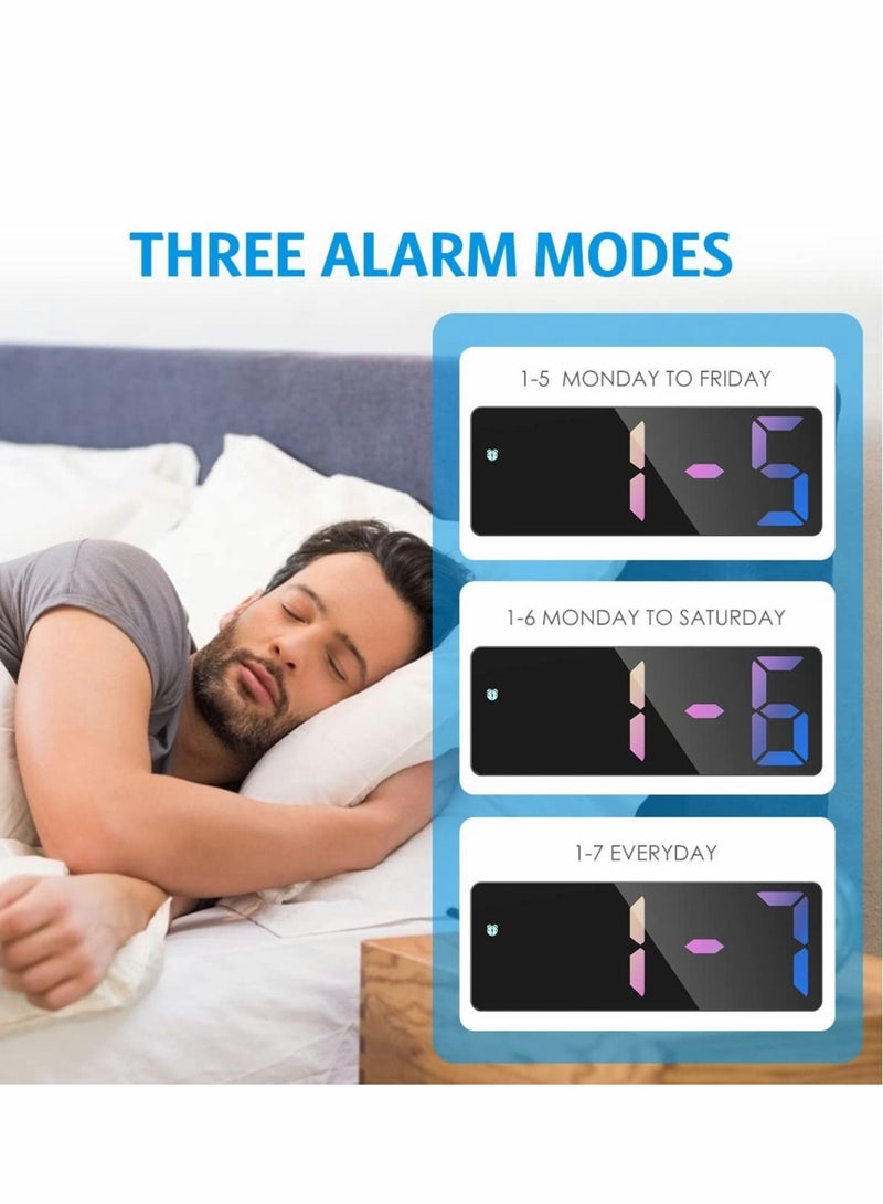 كابتن تيك Digital Alarm Clock, Rainbow LED Clock for Bedroom, Modern Desk Clock with Temperature Display, Adjustable Brightness, Voice Control, 12/24H Display Small Clock for Home, Bedroom, Office - Image 5