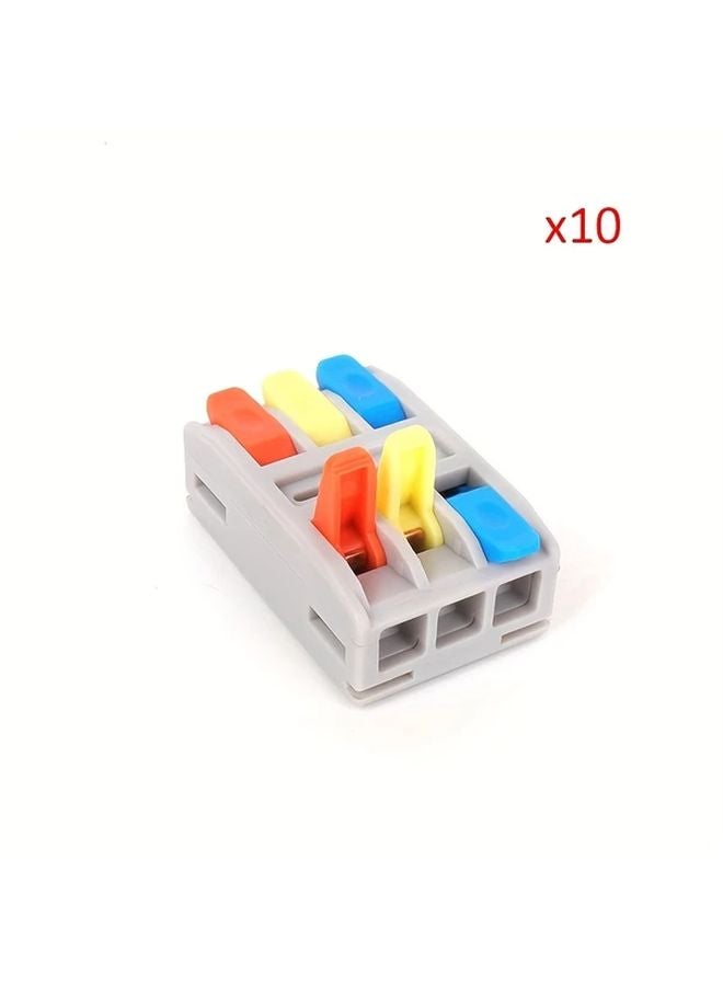 10 قطع موصلات سلكية كهربائية سريعة 3 داخل 3 خارج كتل طرفية بالدفع - Image 4