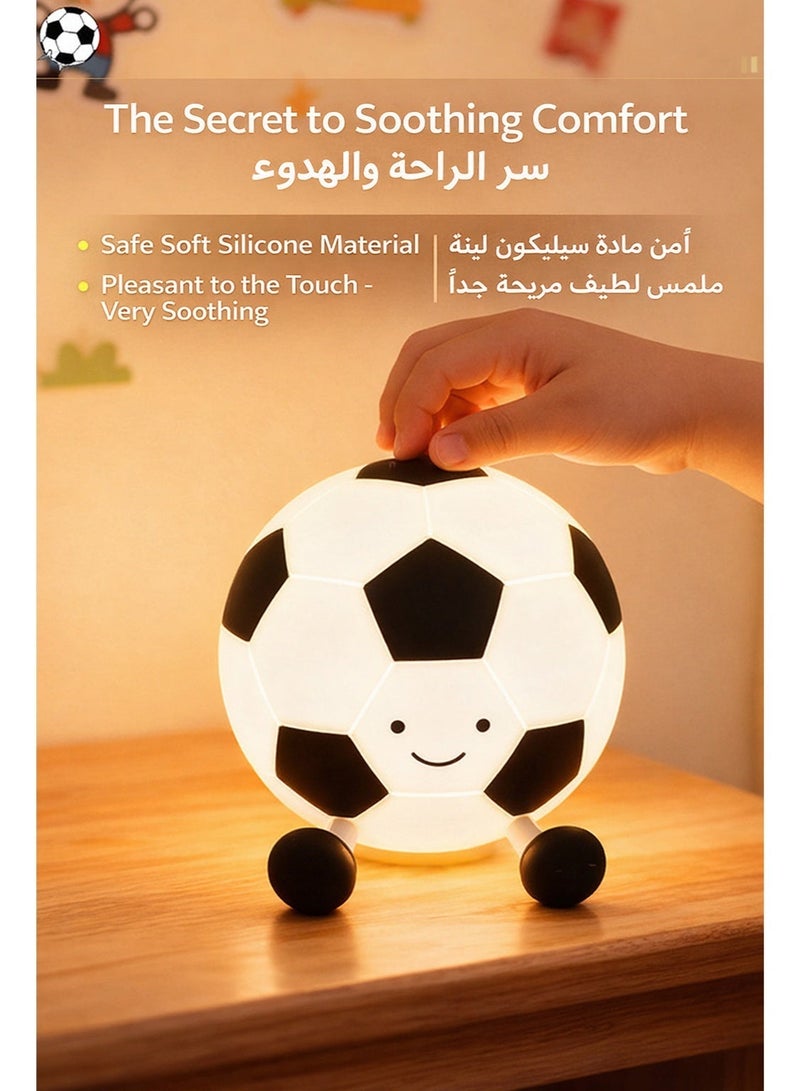 مصباح ليلي للأطفال على شكل كرة قدم من السيليكون، ضوء نوم ناعم بلمسة لطيفة، بطارية قابلة للشحن 1200mAh، مؤقت تشغيل/إيقاف، شحن Type-C لغرفة الأطفال - Image 4