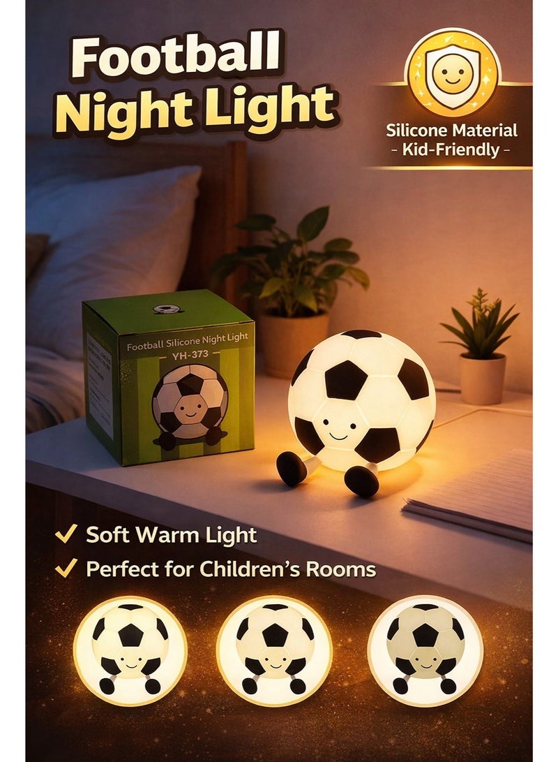 مصباح ليلي للأطفال على شكل كرة قدم من السيليكون، ضوء نوم ناعم بلمسة لطيفة، بطارية قابلة للشحن 1200mAh، مؤقت تشغيل/إيقاف، شحن Type-C لغرفة الأطفال - Image 1