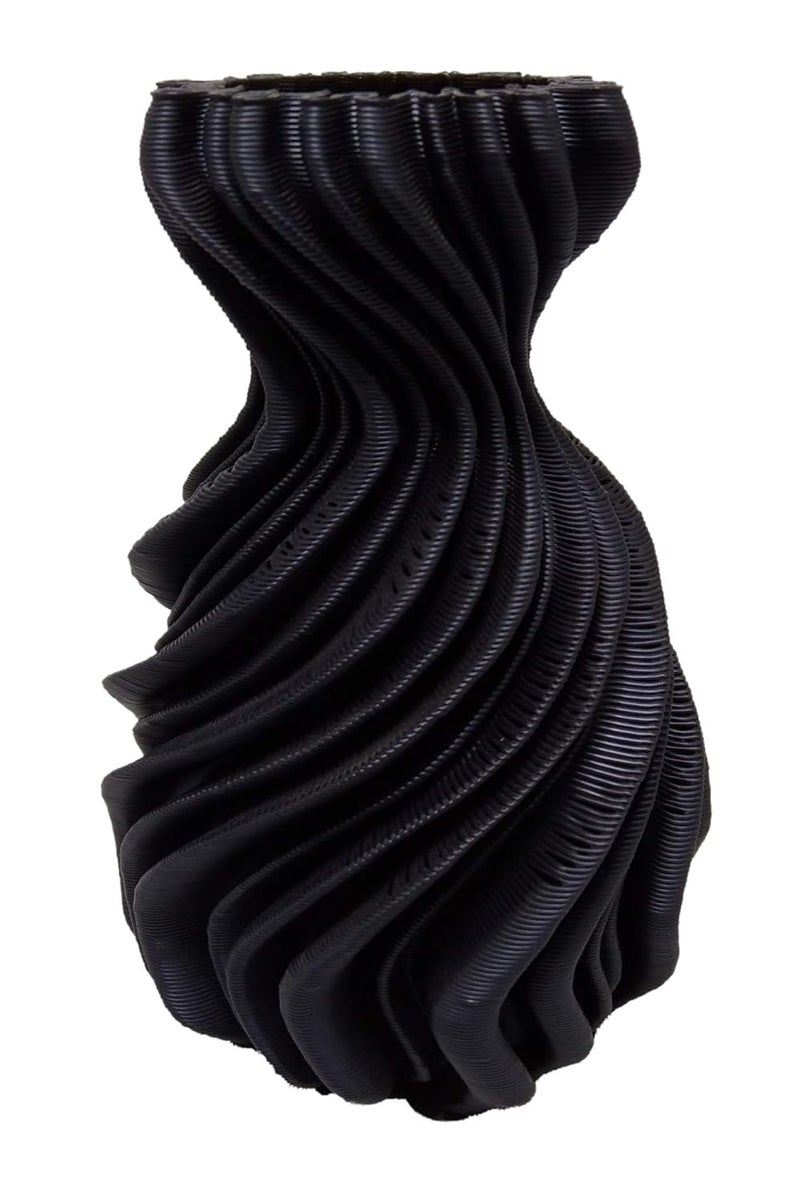 CERO 3D Printed Flower Vase 16 (Black PLA Plastic) - Image 1