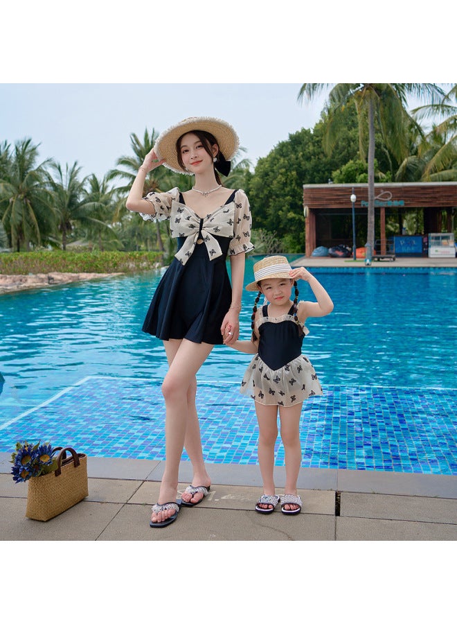 Loquat 2023 Parent-Child Swimsuit Mother-Daughter Cyber Celebrity Skirt One-Piece Ins Style Conservative Children's Girl Mother-Daughter Swimsuit-Color:Adult- - Image 3