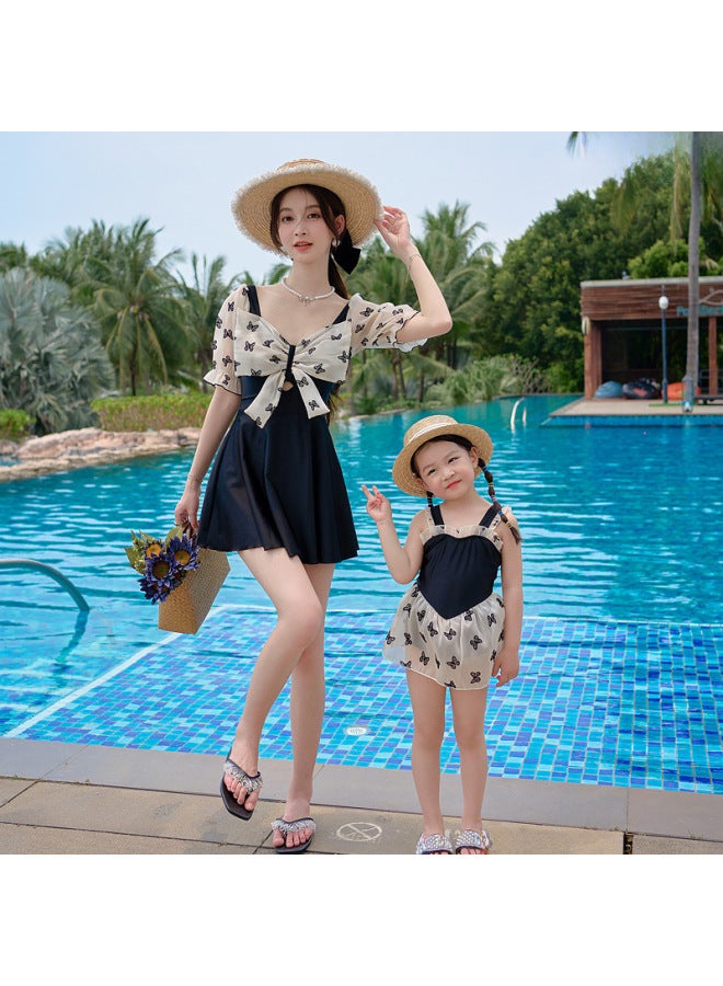 Loquat 2023 Parent-Child Swimsuit Mother-Daughter Cyber Celebrity Skirt One-Piece Ins Style Conservative Children's Girl Mother-Daughter Swimsuit-Color:Adult- - Image 4