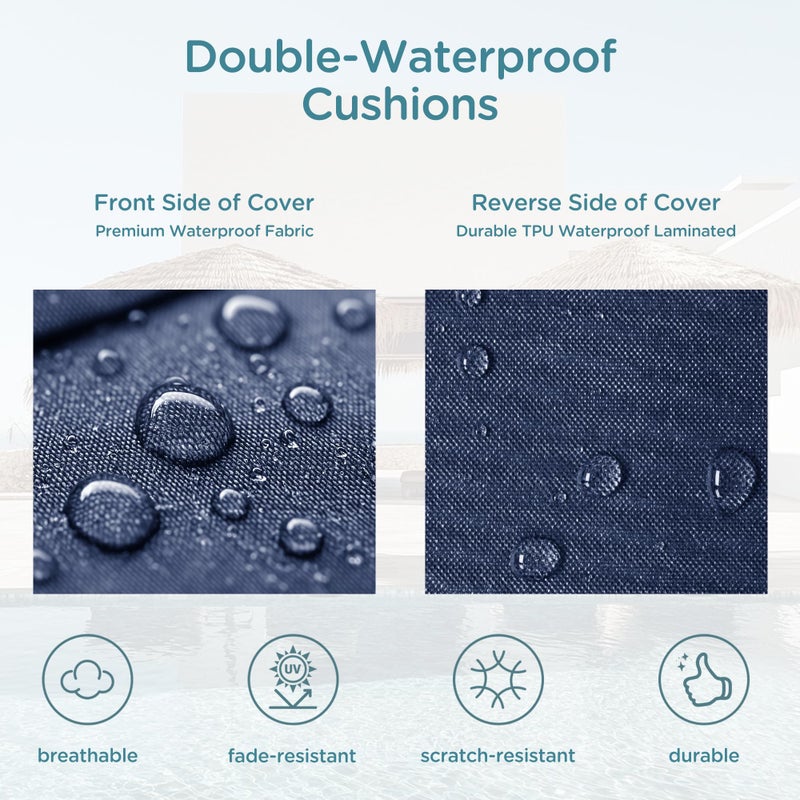 Codi Outdoor Lounge Chair Cushion, Chaise Cushions for Patio Furniture, Double Waterproof Fabric for Pool, 72 x 22.5 x 3.5 Inch 1PK Midnight Blue - Image 4