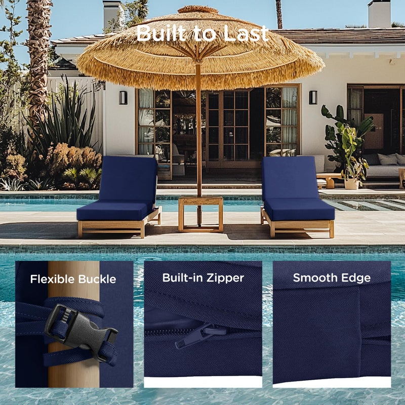 Codi Outdoor Lounge Chair Cushion, Chaise Cushions for Patio Furniture, Double Waterproof Fabric for Pool, 72 x 22.5 x 3.5 Inch 1PK Midnight Blue - Image 2