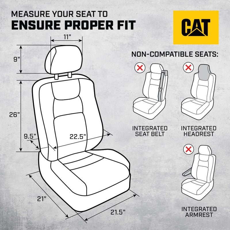 Cat MeshFlex Automotive Seat Covers for Cars Trucks and SUVs â€“ Gray Car Seat Covers for Front Seats, Truck Seat Protectors with Comfortable Mesh Back, Set of 2 - Image 2