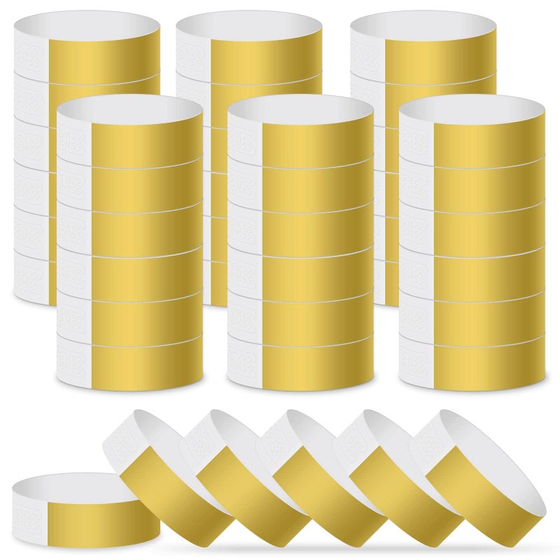 ASTARON 400 Pcs Gold Paper Event Wristbands Arm Bands Event Bracelets for Party Events Clubs Concert Music Festivalï¼ŒWaterproof Lightweight - Image 1