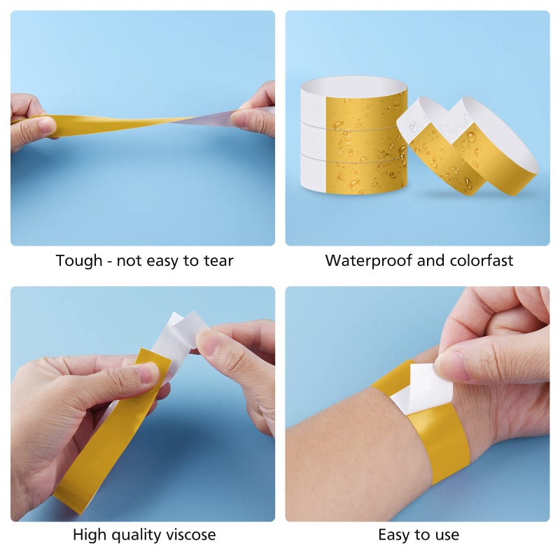 ASTARON 400 Pcs Gold Paper Event Wristbands Arm Bands Event Bracelets for Party Events Clubs Concert Music Festivalï¼ŒWaterproof Lightweight - Image 5
