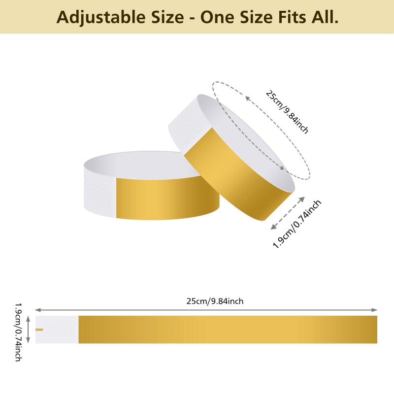 ASTARON 400 Pcs Gold Paper Event Wristbands Arm Bands Event Bracelets for Party Events Clubs Concert Music Festivalï¼ŒWaterproof Lightweight - Image 4