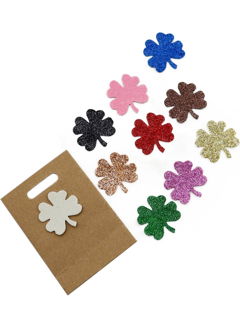 Repro Design Glitter Clover Model 20 Pieces Glitter Eva Mixed Colors, Gift Package Tag  - Image 1
