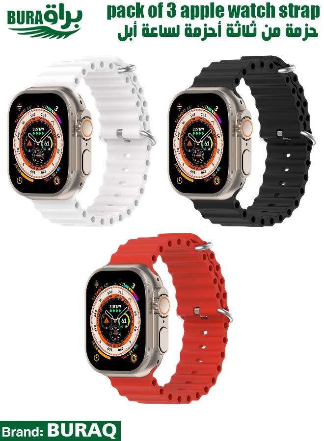 BURAQ Apple Watch Band Strap For Apple Watch Ultra 2/Ultra 49mm, Series 10 46mm, 9/8/7 45mm, SE2/SE/6/5/4 44mm, 3/2/1 42mm 