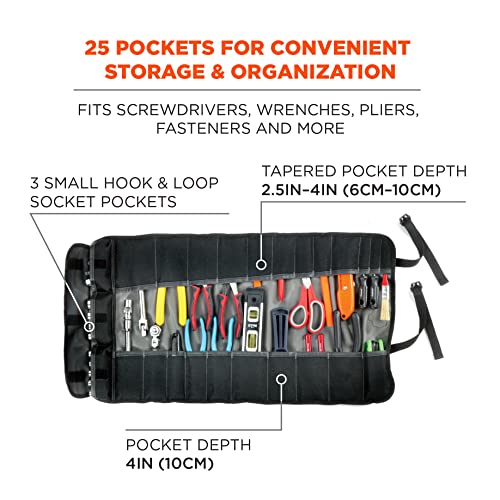 Ergodyne Arsenal 5870 Tool Roll-Up Pouch, 25-Pockets, Polyester, Gray - Image 3