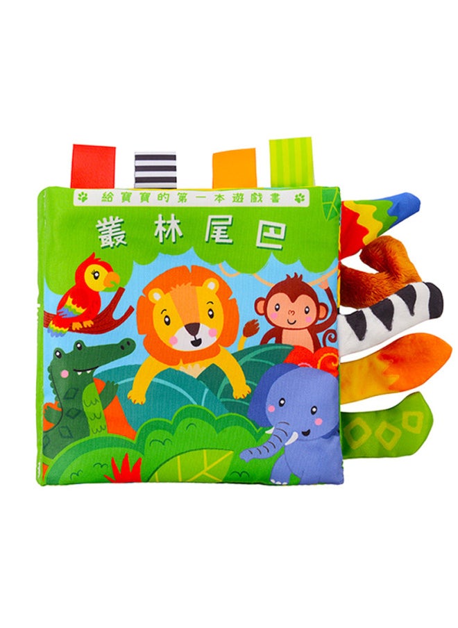 LakaRose Baby Cloth Book Ringing Paper Early Education Cloth Book Cartoon Animal Tail Cloth Book Enlightenment Early Education Interactive Toy-Color:L018e Jungle【traditional Chinese】  - Image 1