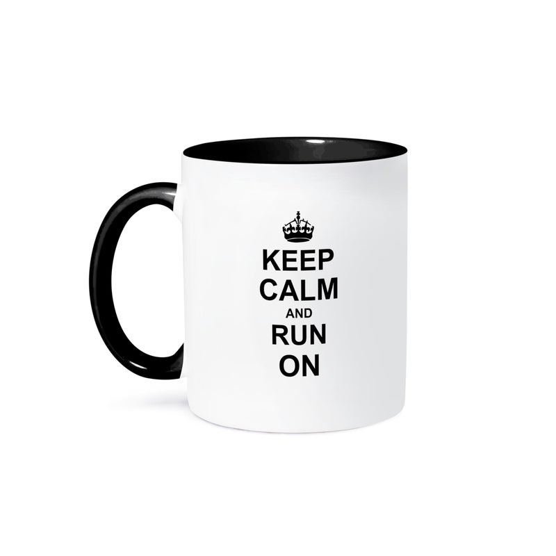 3dRose Keep Calm and Run on Mug 11 oz Black