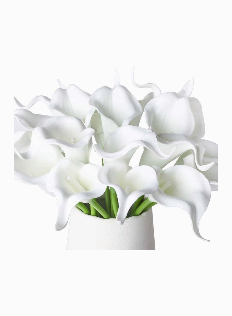 NIBEMINENT Calla Lily Fake White Flowers Wedding Bouquet Artificial Real Touch Latex Home Party Decor 20Pcs  - Image 2