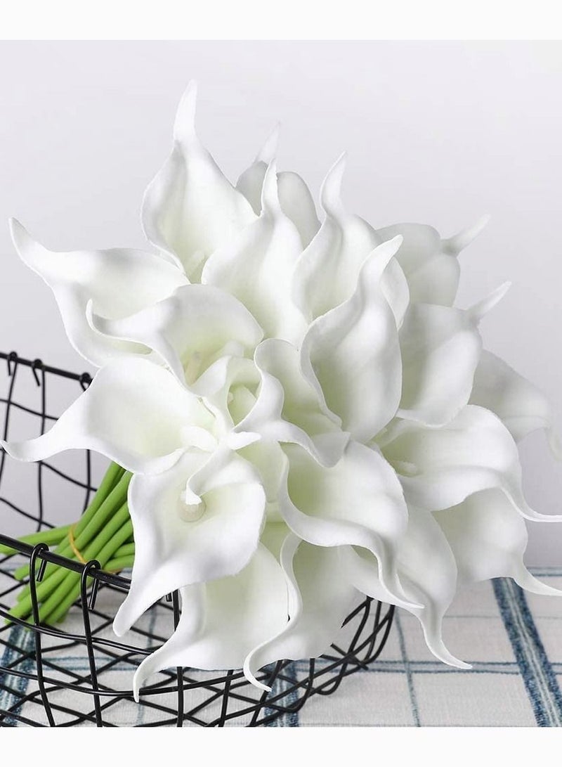 NIBEMINENT Calla Lily Fake White Flowers Wedding Bouquet Artificial Real Touch Latex Home Party Decor 20Pcs  - Image 3