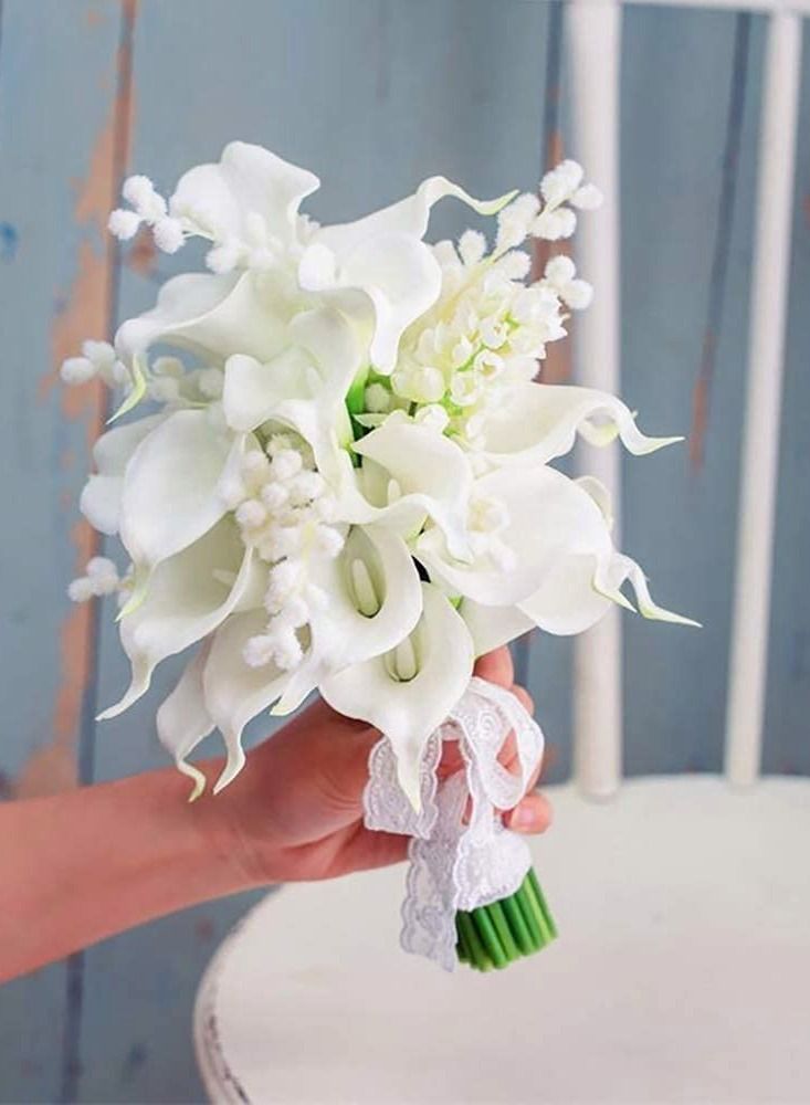 NIBEMINENT Calla Lily Fake White Flowers Wedding Bouquet Artificial Real Touch Latex Home Party Decor 20Pcs  - Image 5