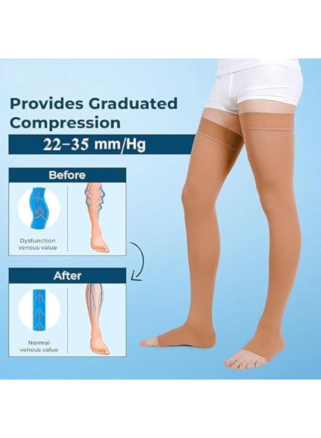 Classic Medical Compression Socks – Class 2 Support for Varicose Veins & Improved Leg Circulation – Open Toe, Knee High, Men & Women - Image 3