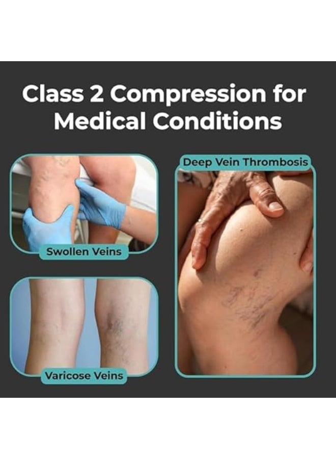 Classic Medical Compression Socks – Class 2 Support for Varicose Veins & Improved Leg Circulation – Open Toe, Knee High, Men & Women - Image 4