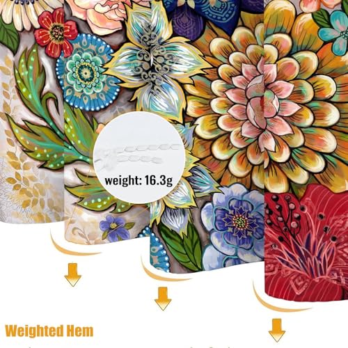 Neasow Boho Floral Shower Curtains for Bathroom, Bright Fabric Blossom Shower Curtain with 12 Hooks, Multi Color 72"×72" - Image 5