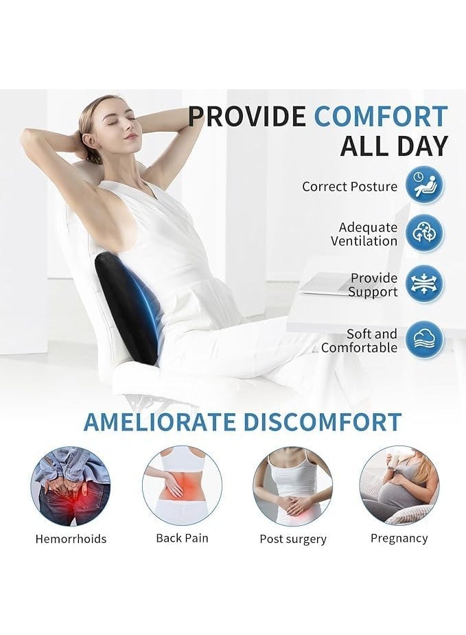 Ergonomic Velvet Lumbar Support Pillow for Office Chair and Car Seat | Easy-to-Use Orthopedic Back Rest for Lower Back Pain Relief, Travel & Home, Black - Image 3