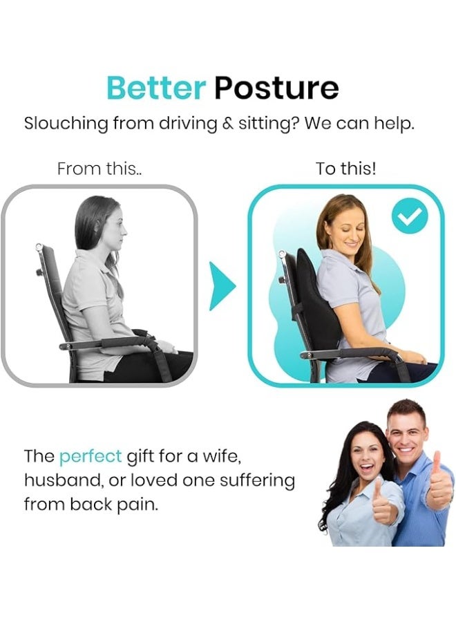 Ergonomic Velvet Lumbar Support Pillow for Office Chair and Car Seat | Easy-to-Use Orthopedic Back Rest for Lower Back Pain Relief, Travel & Home, Black - Image 4