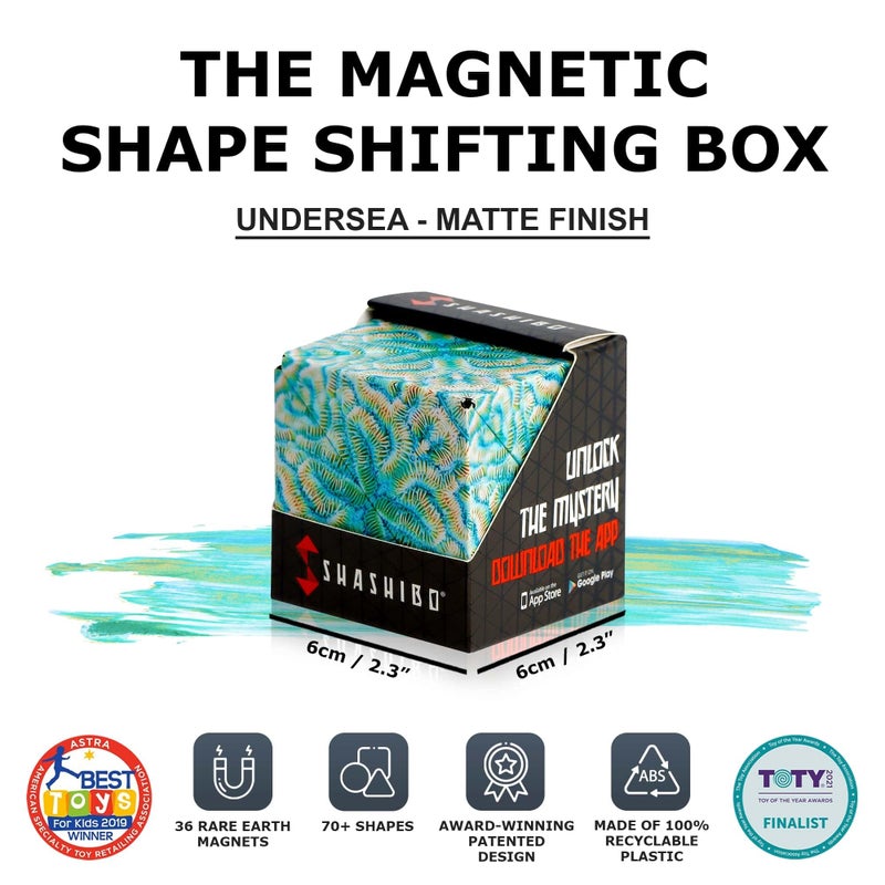 Shashibo Shape Shifting Box - Award-Winning Fidget Toy w/ 36 Rare Earth Magnets - Fidget Cube Transforms Into Over 100 Shapes, Sensory Toy Gift for Kids, Teens, and Adults (Undersea) - Image 2