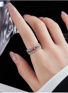 LOOPITYS S925 pure silver retro palace style lace zirconia open ring, with a niche design and high-end feel, this ring can be given as a gift to friends. The perfect gift for birthdays, New Year's Day, Valentine's Day, Mother's Day, and Thanksgiving.  - Image 3