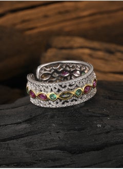 LOOPITYS S925 pure silver retro palace style lace zirconia open ring, with a niche design and high-end feel, this ring can be given as a gift to friends. The perfect gift for birthdays, New Year's Day, Valentine's Day, Mother's Day, and Thanksgiving.  - Image 5