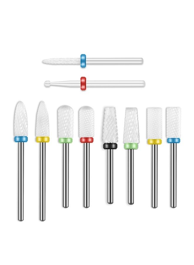 Depvko 10Pcs Ceramic Nail Drill Bits Set, 3/32 Inch Professional Drill Bits for Nails Cuticle Remover for Acrylic Electric Manicure Pedicure Nail File Machine - Image 1